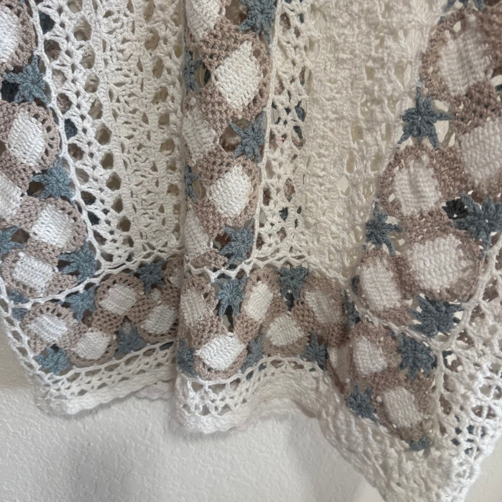 Colleen's Collectables Crochet Sweater Hand Knitted Ramie Cotton Boho Cream‎ L - Picture 7 of 14